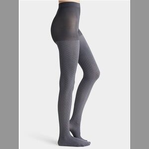 Charcoal gray diamonds pattern tights made in Italy NWT